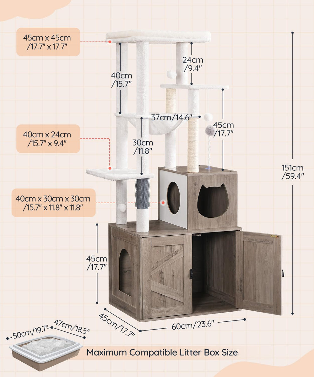 HOOBRO árbol para gatos: tres bolas de estimulación para juego dinámico