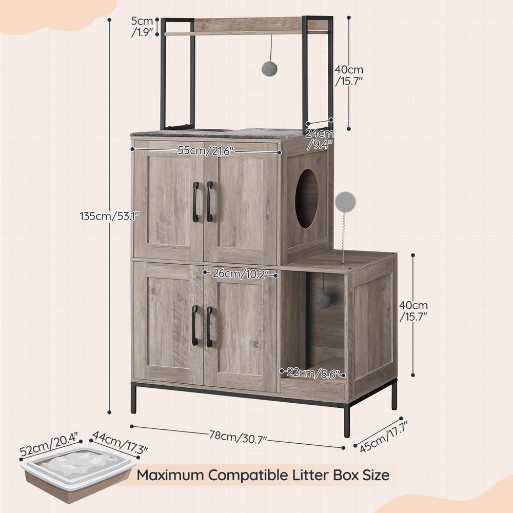 HOOBRO caja-arena gato doble con pelotas colgantes para juego