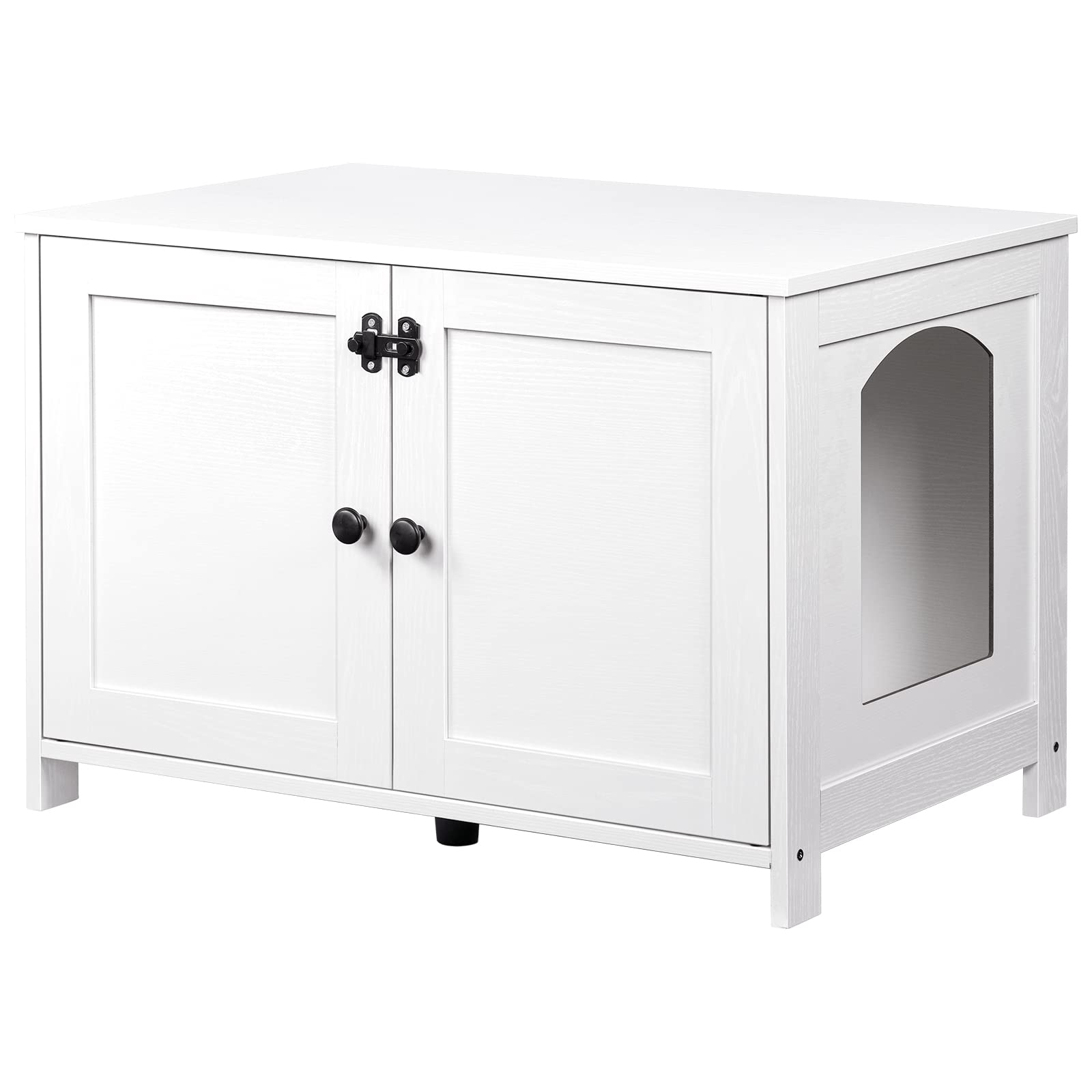 HOOBRO caja-arena-oculta-madera-blanca: mueble elegante que oculta la caja de arena y decora la sala