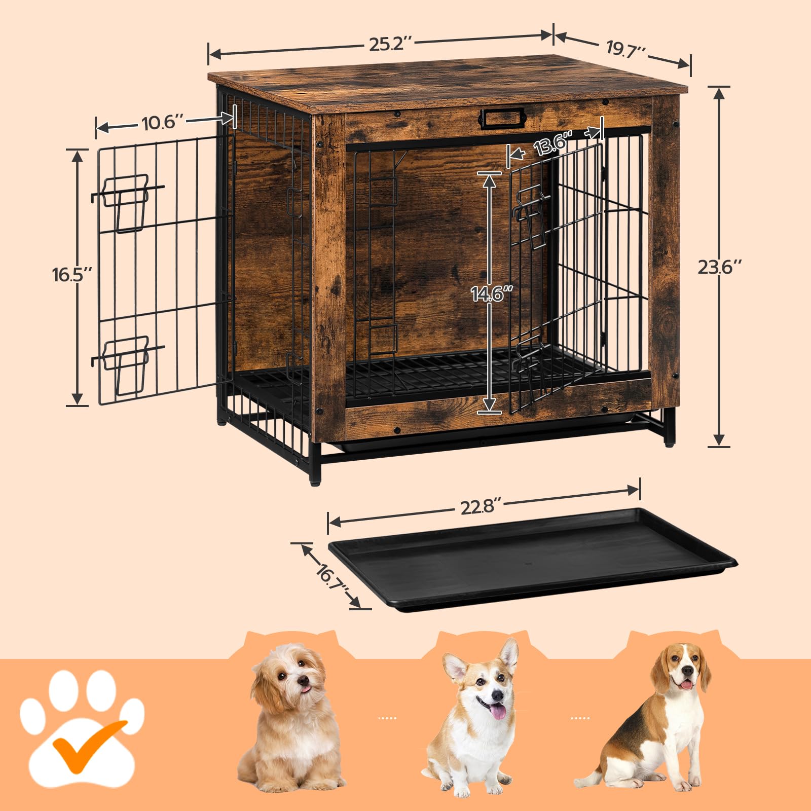 HOOBRO caja perro mueble bandeja salida deslizable facilita la limpieza