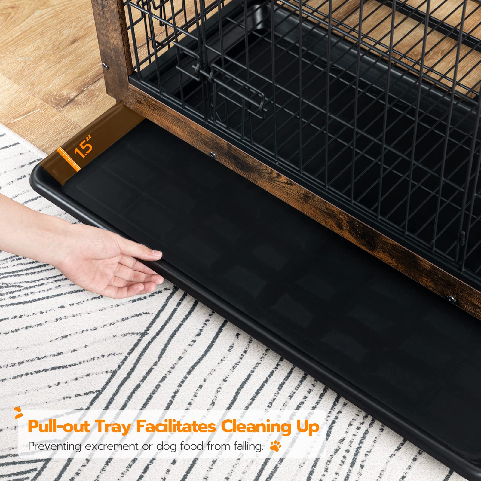 HOOBRO caja perro mueble interior ofrece dimensiones útiles para perros medianos