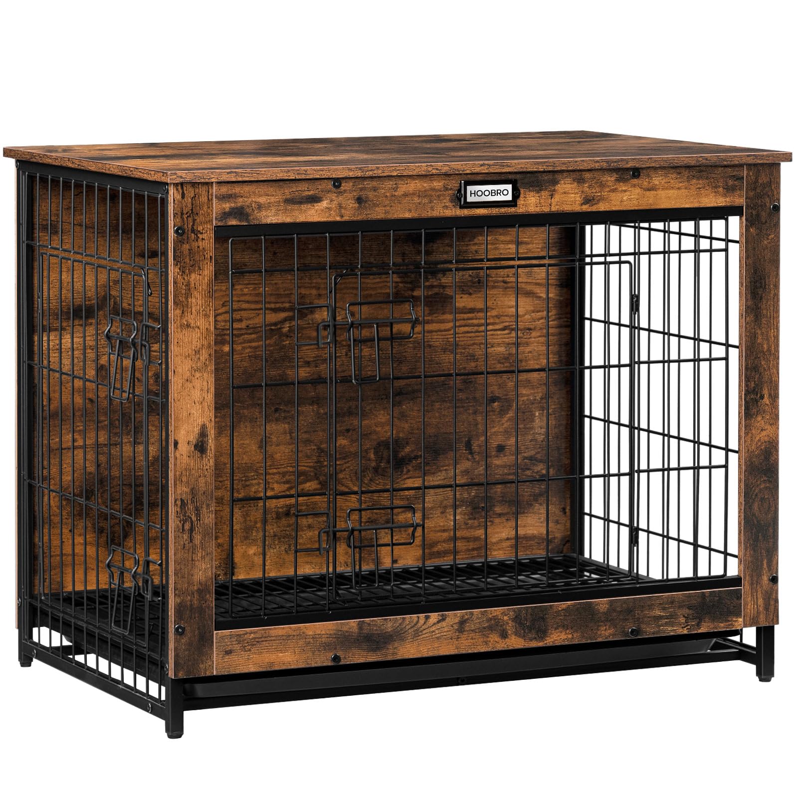 HOOBRO caja para perros, frente con puertas dobles, acceso cómodo para mascotas.