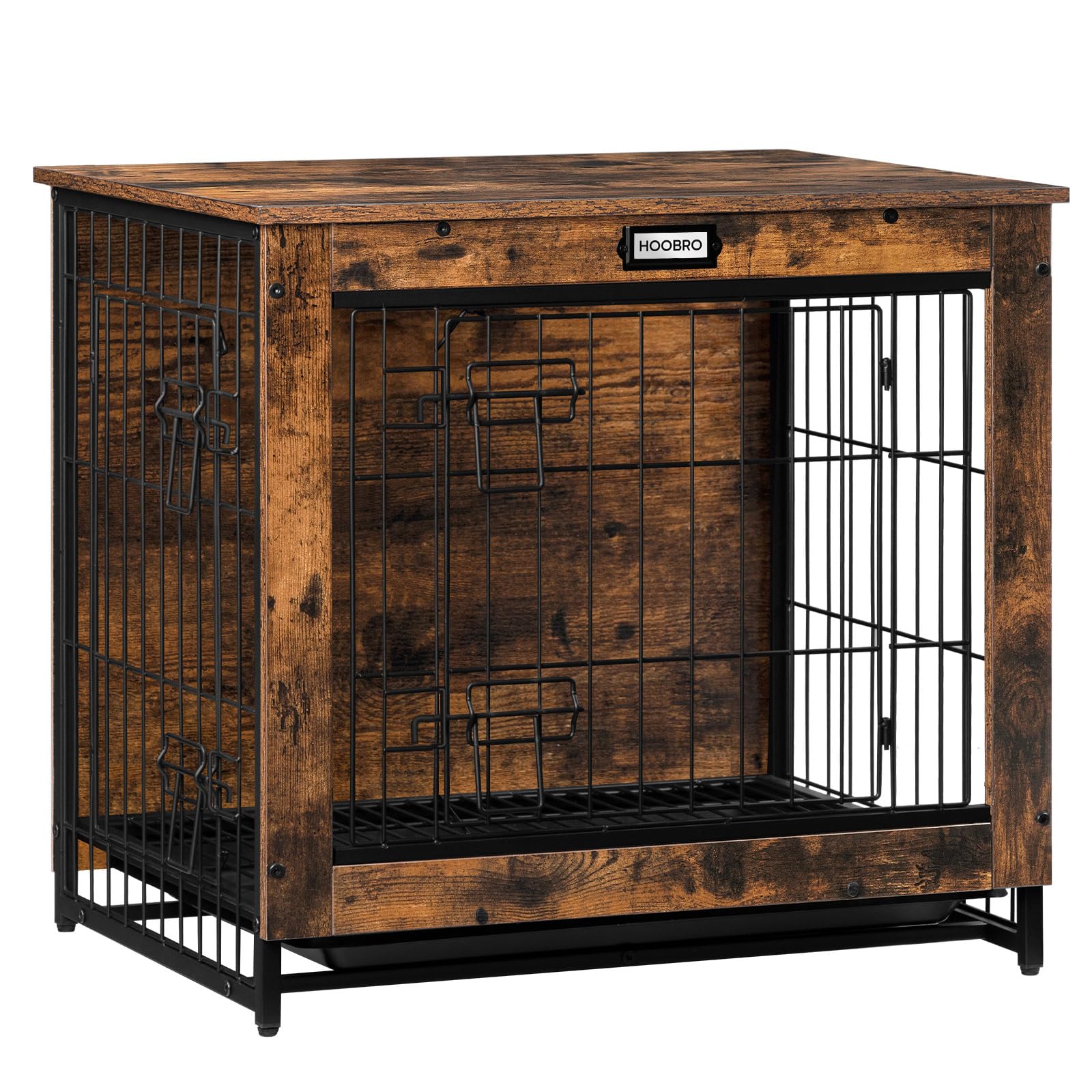 HOOBRO caja perro mueble frontal de madera ofrece estilo rústico y funcional