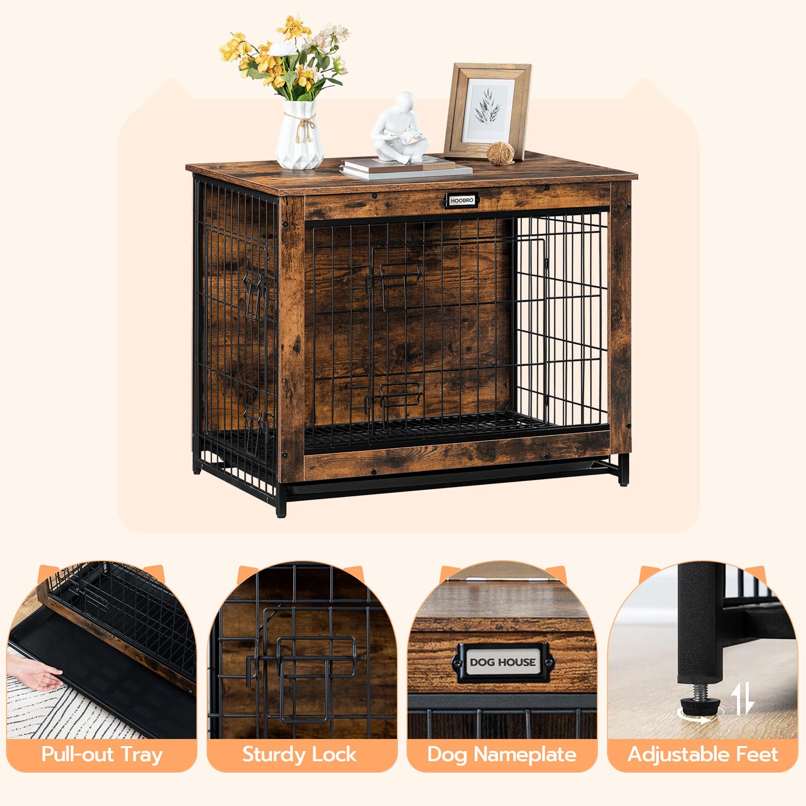 HOOBRO caja perro mueble montaje sencillo y estable