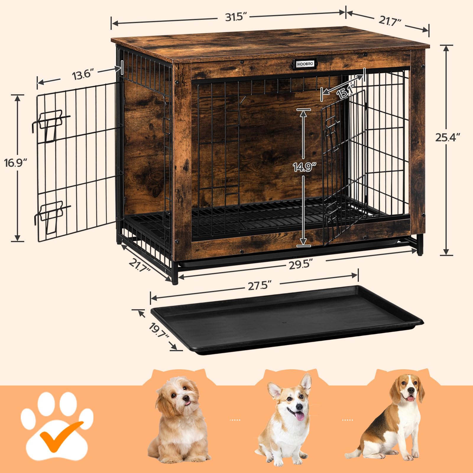 HOOBRO caja para perros, uso múltiple como mueble y casa para mascota.