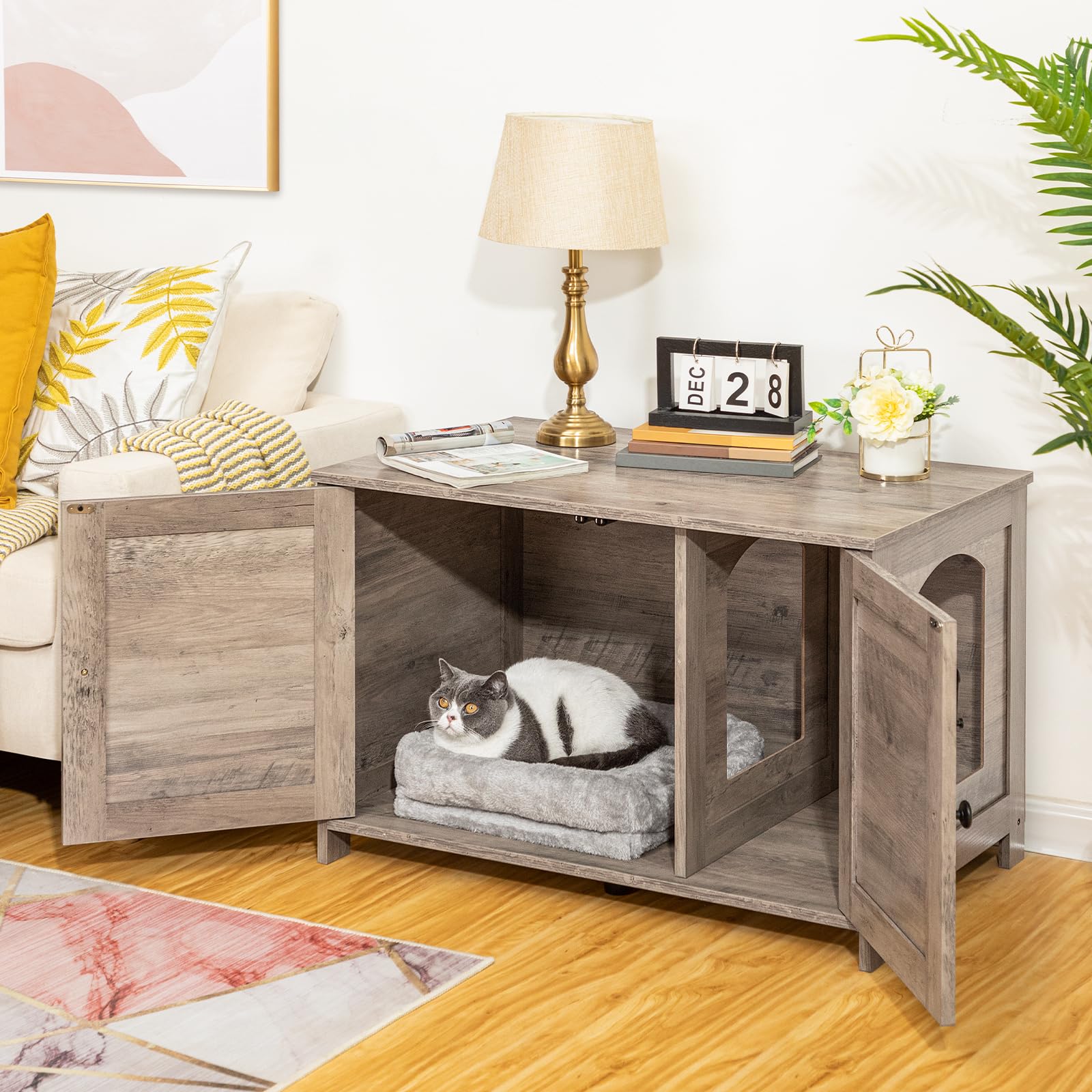 HOOBRO cerramiento caja de arena, acabado madera: añade calidez natural al hogar