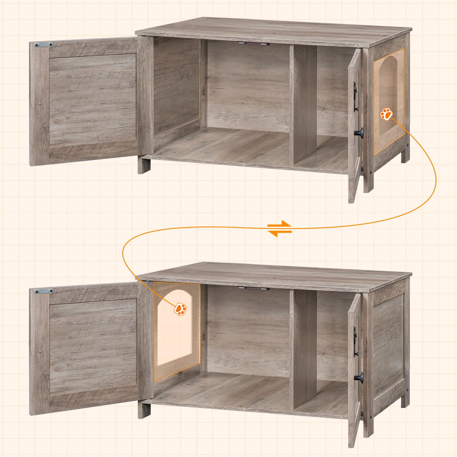 HOOBRO cerramiento caja de arena, comodidad para gatos: interior espacioso para moverse