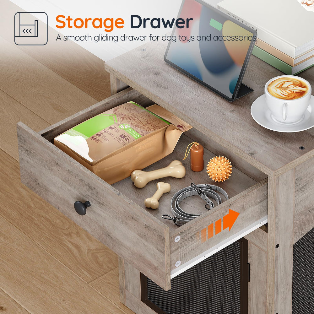 HOOBRO end-table para mascota, diseño greige-negro y uso discreto.