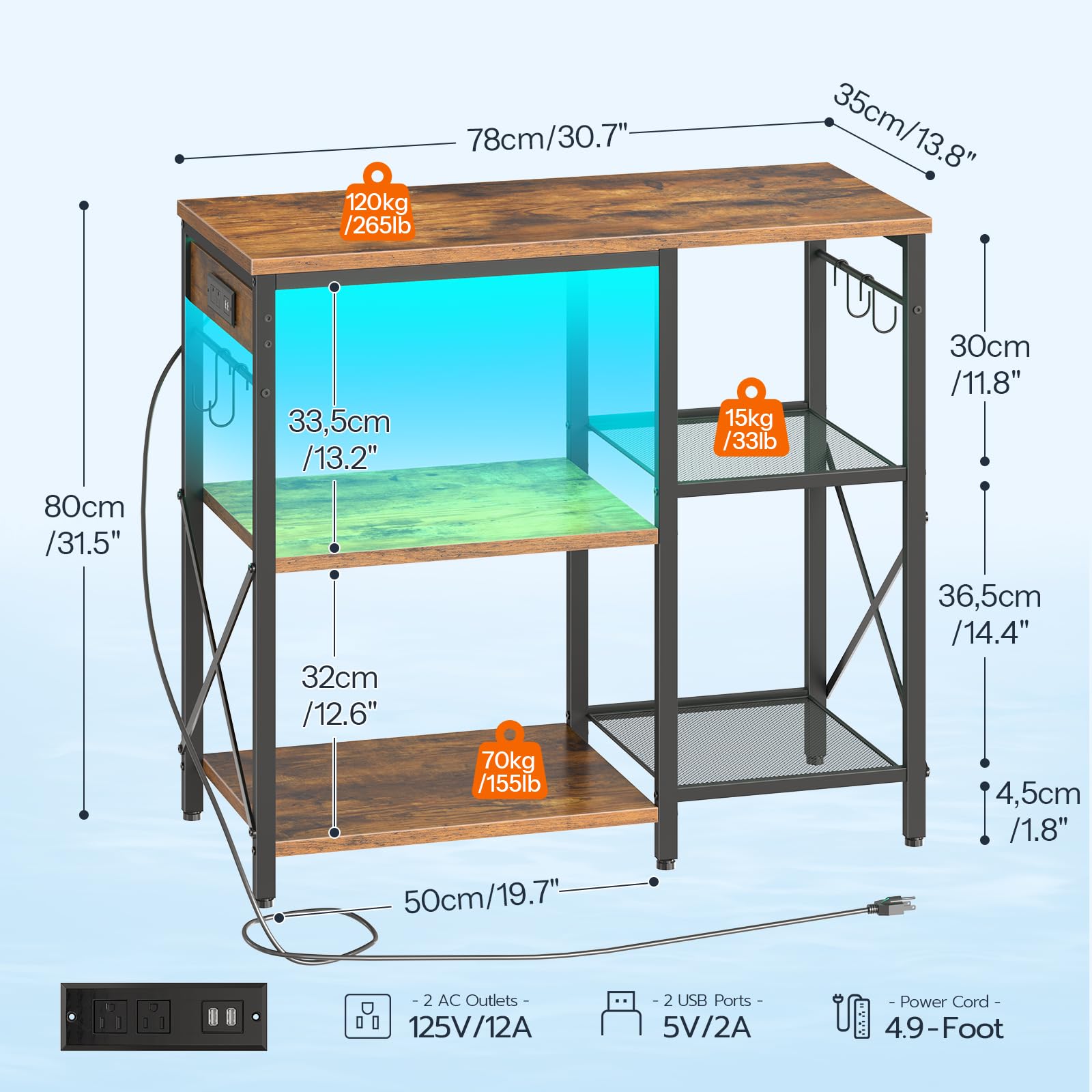 HOOBRO estante para acuario con múltiples estantes y compartimentos.