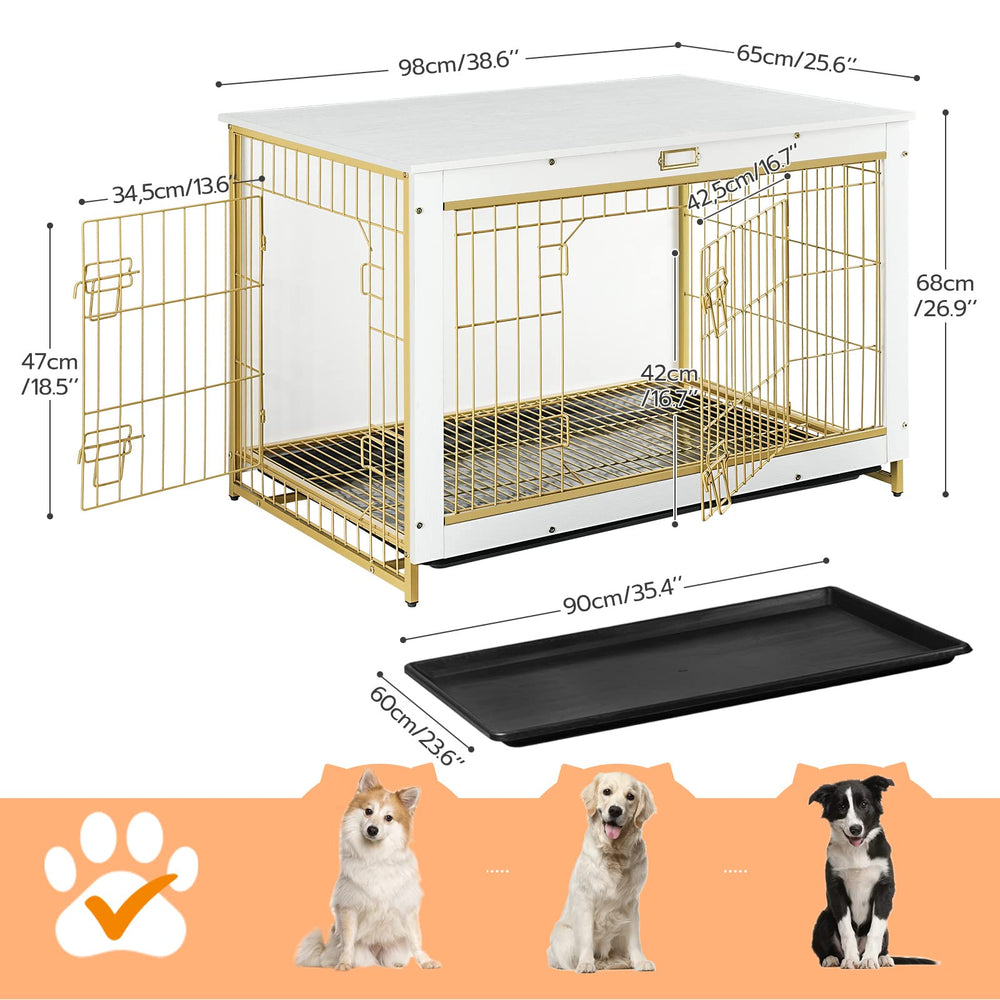 HOOBRO gabinete-perro blanco interior-amplio ofrece espacio cómodo para perros medianos