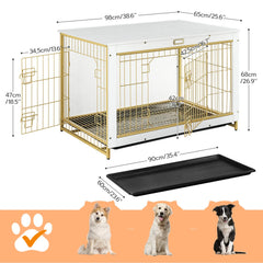 HOOBRO gabinete-perro blanco interior-amplio ofrece espacio cómodo para perros medianos