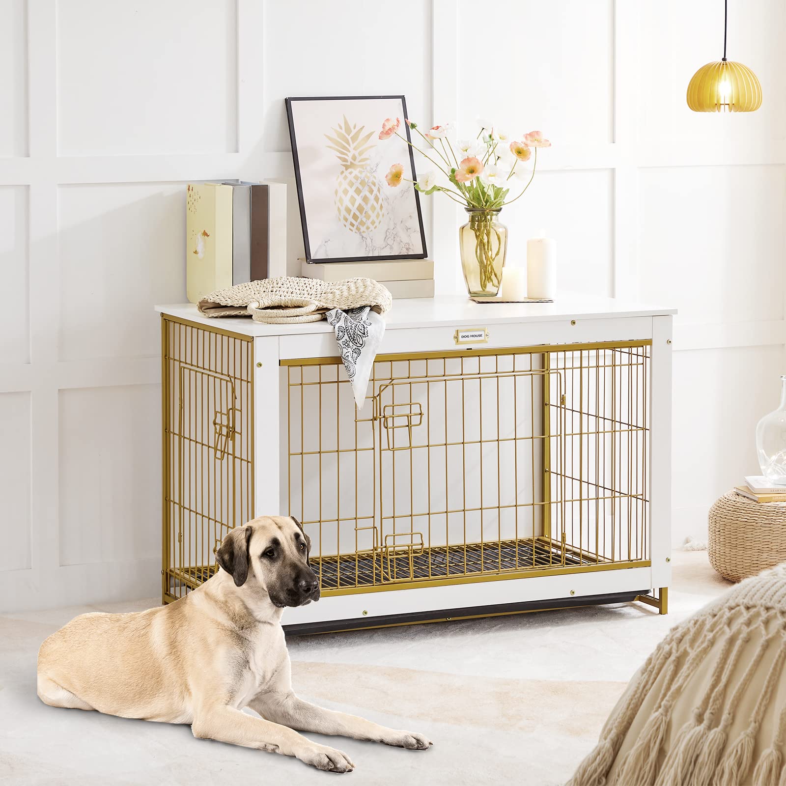 HOOBRO gabinete-perro blanco superficie-sobre para plantas o decoracion