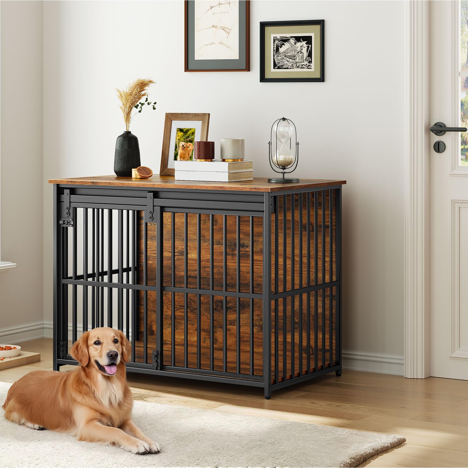 HOOBRO jaula-mueble para perro, montaje rápido con instrucciones claras y herramientas incluidas.