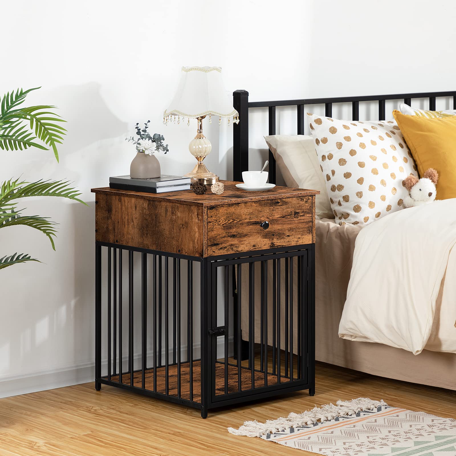HOOBRO jaula-perro-interior diseño industrial, se integra con estilo moderno