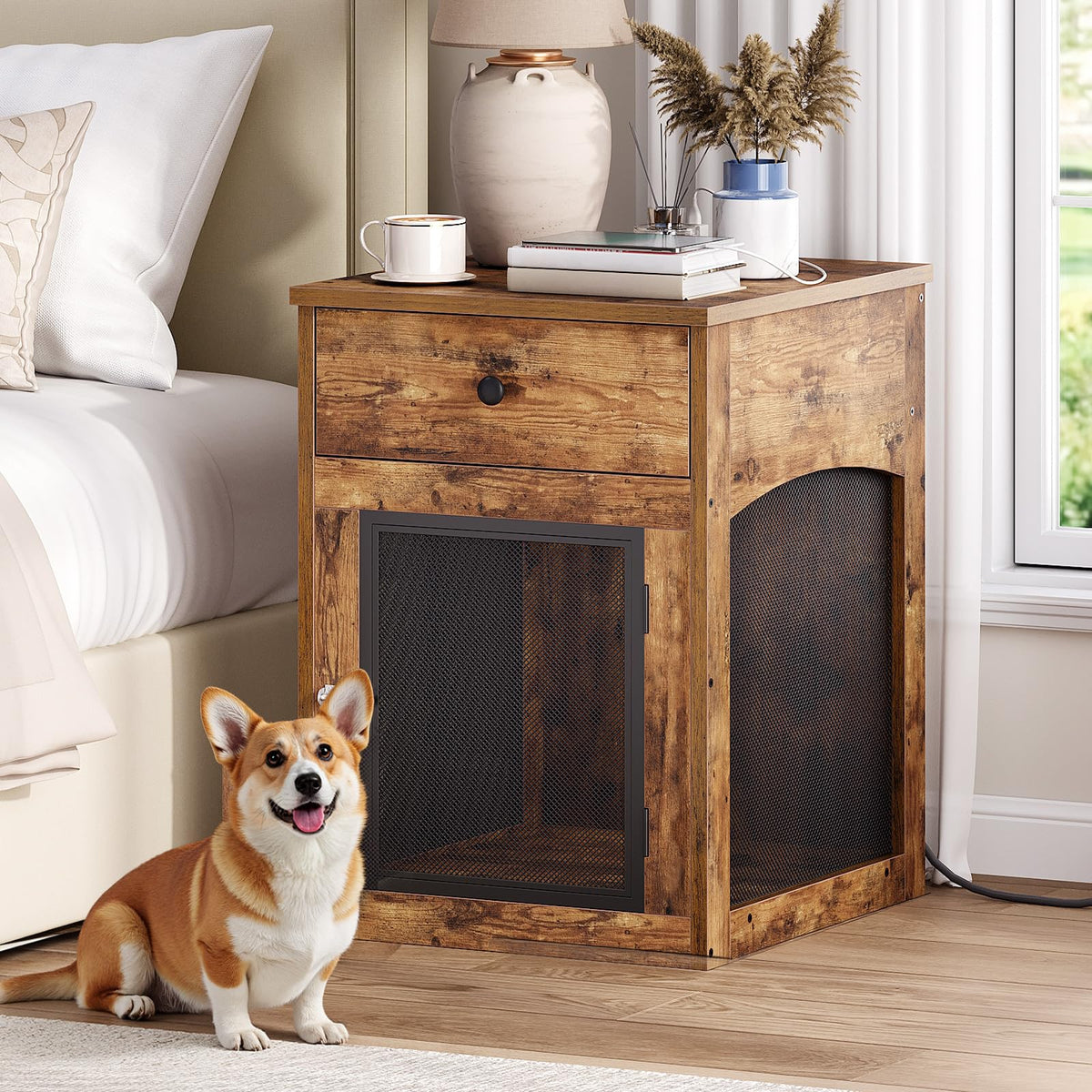 HOOBRO jaula-perro-mueble diseño-industrial, aporta estilo práctico al salón.