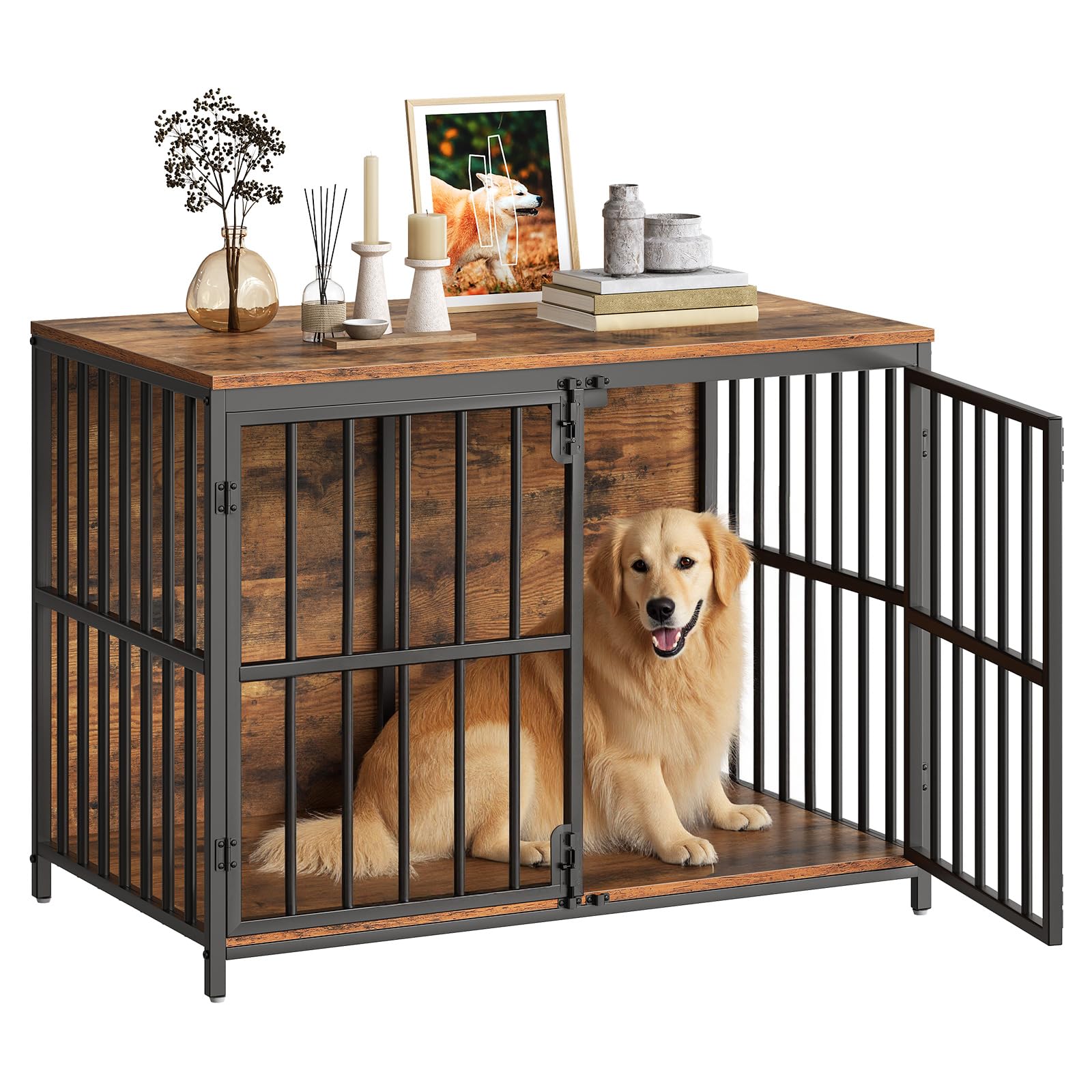 HOOBRO jaula-perro mueble interior 38,6 pulgadas ofrece refugio cómodo.
