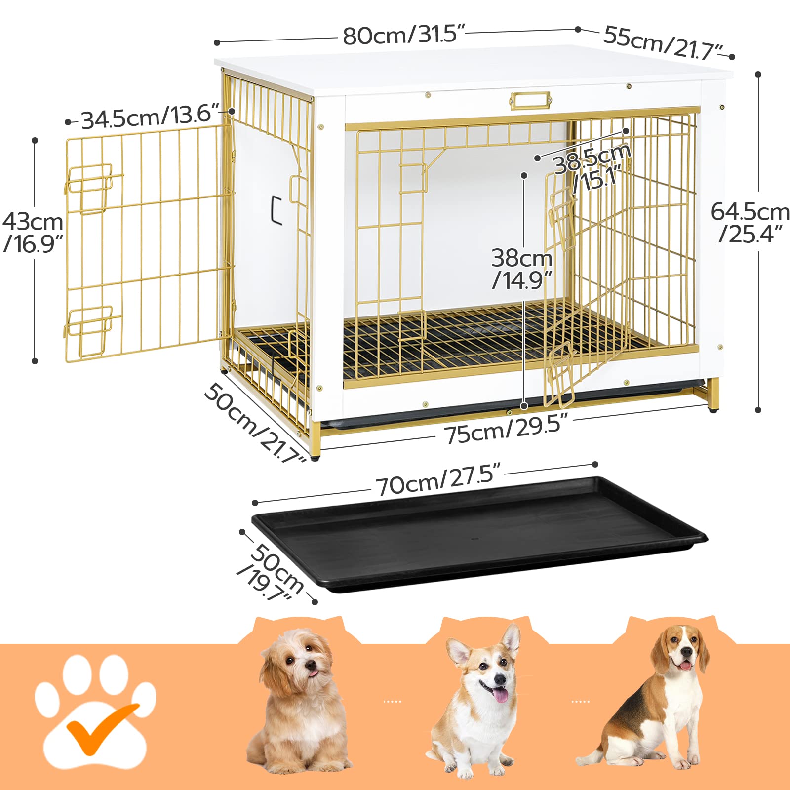 HOOBRO jaula para perro, interior espacioso para perros medianos.