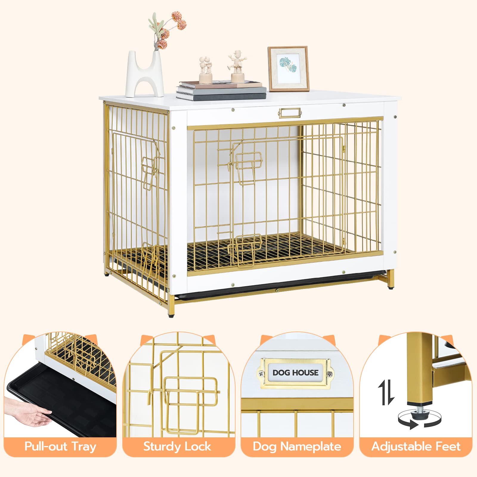 HOOBRO jaula para perro, superficie superior apta para plantas o decoración.