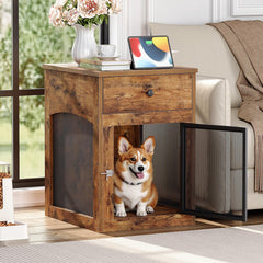 HOOBRO jaula-perro-superficie-para-objetos, espacio para fotos y lamparas sin desorden.