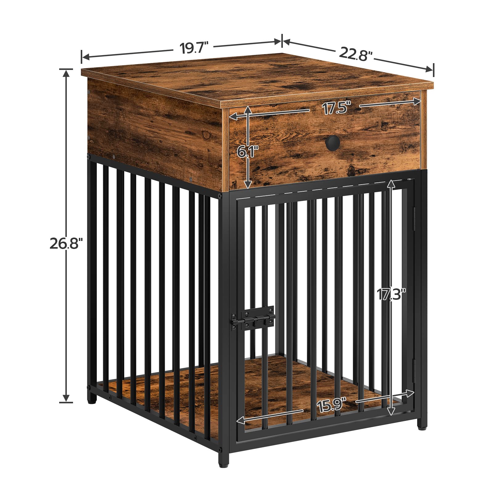 HOOBRO mesa-lateral-perro-madera, superficie amplia para bebidas o plantas