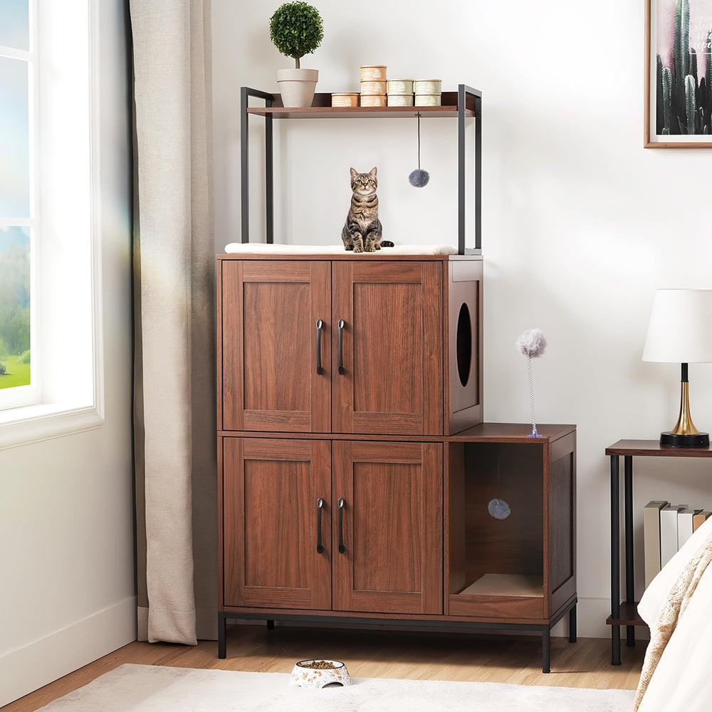 HOOBRO Mueble para gatos con almacenamiento y diseño vertical.