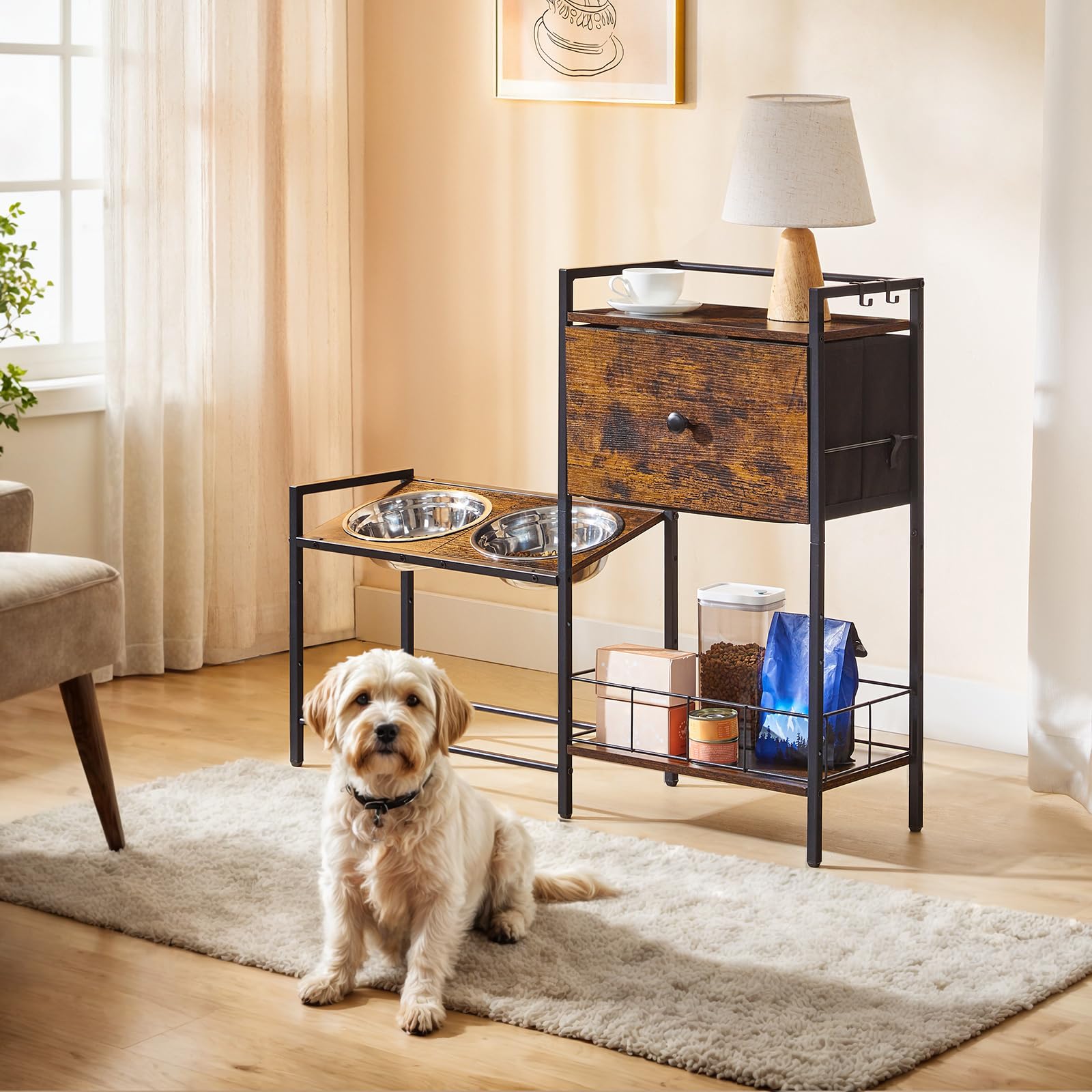 HOOBRO soporte de plato elevado con diseño rústico y estable.