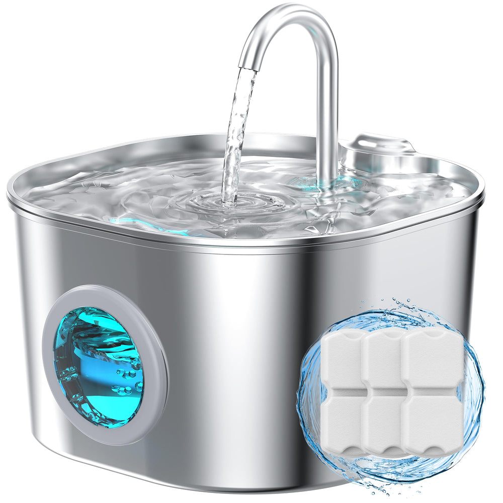 Fuente HOOISE para gatos en acero inoxidable 304, duradera y fácil de limpiar.