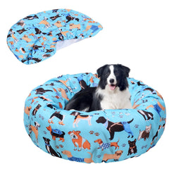 Hoopttay funda redonda para cama de perro azul, protege la base y facilita la limpieza.