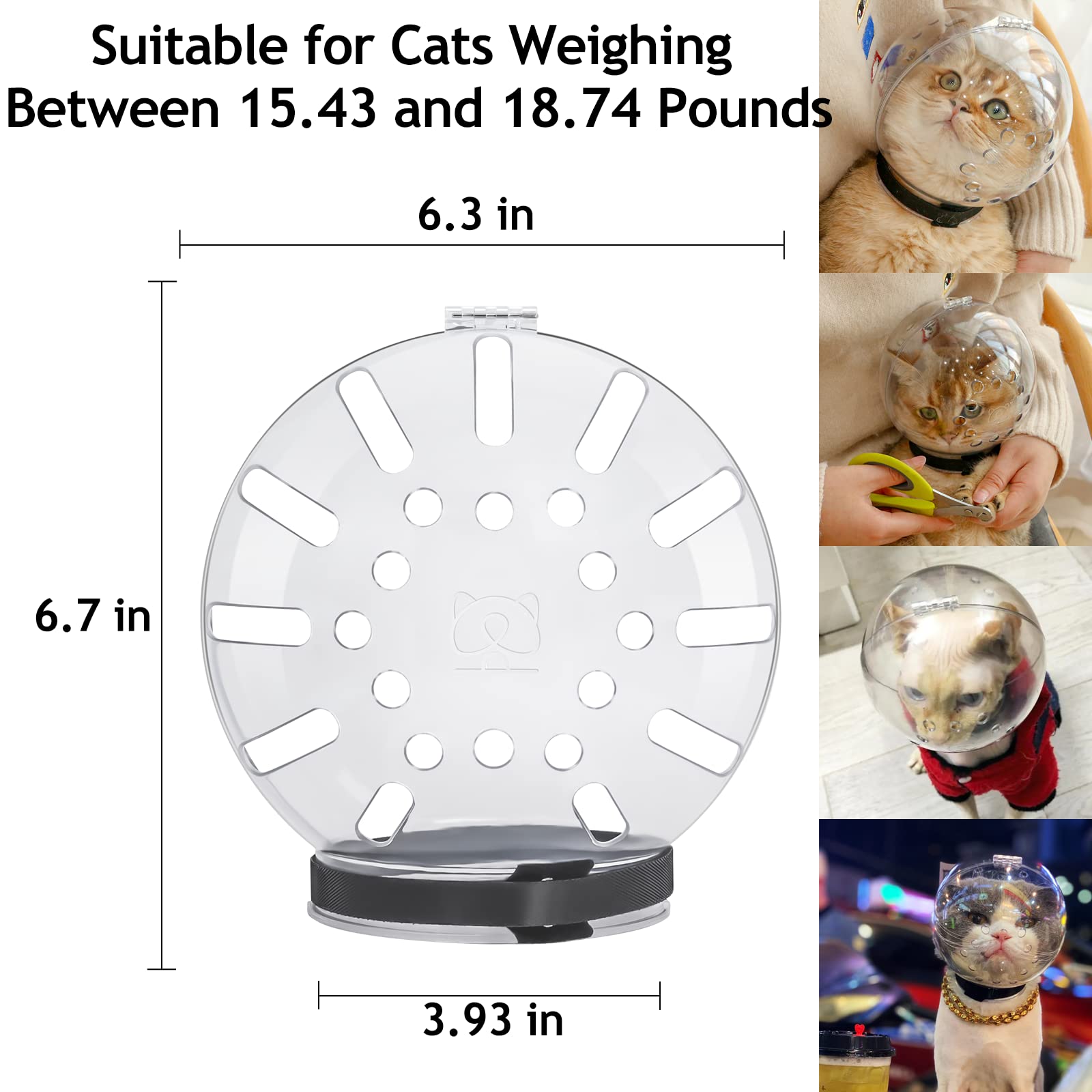 Hoqqf casco de gato material transparente sin olor para sesiones de cuidado tranquilas.