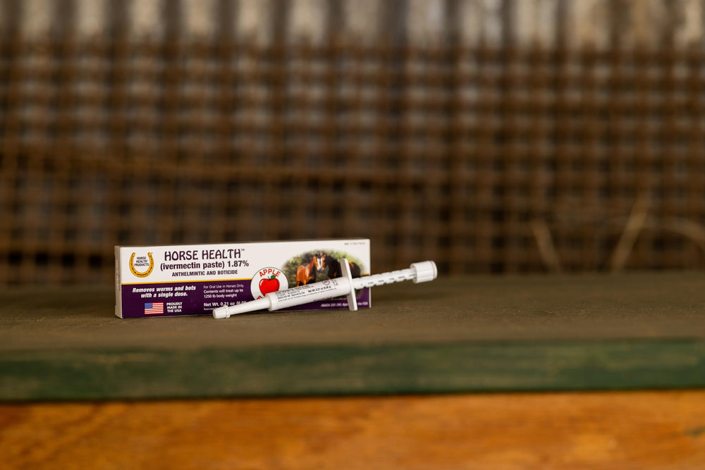 Horse Health ivermectina pasta en formato aplicador único para uso práctico.