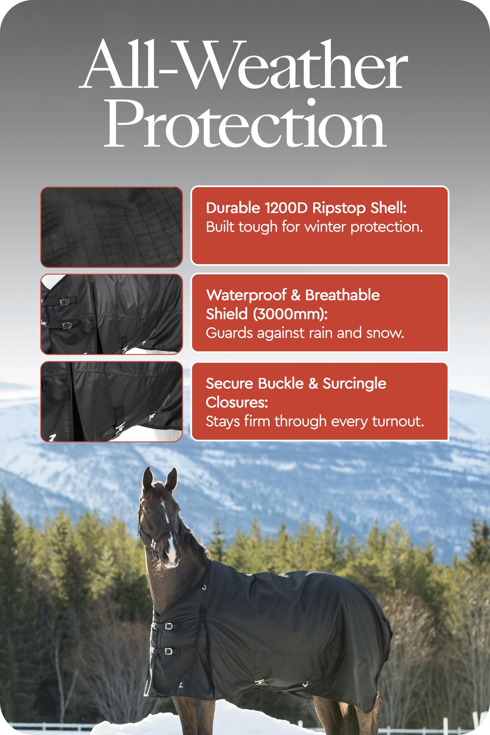 Tejido impermeable HORZE Nevada 3000 mm protege ante lluvia