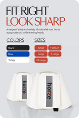 HORZE Pro Overreach Bell Boots, par blanco, ajuste cómodo para caballos.