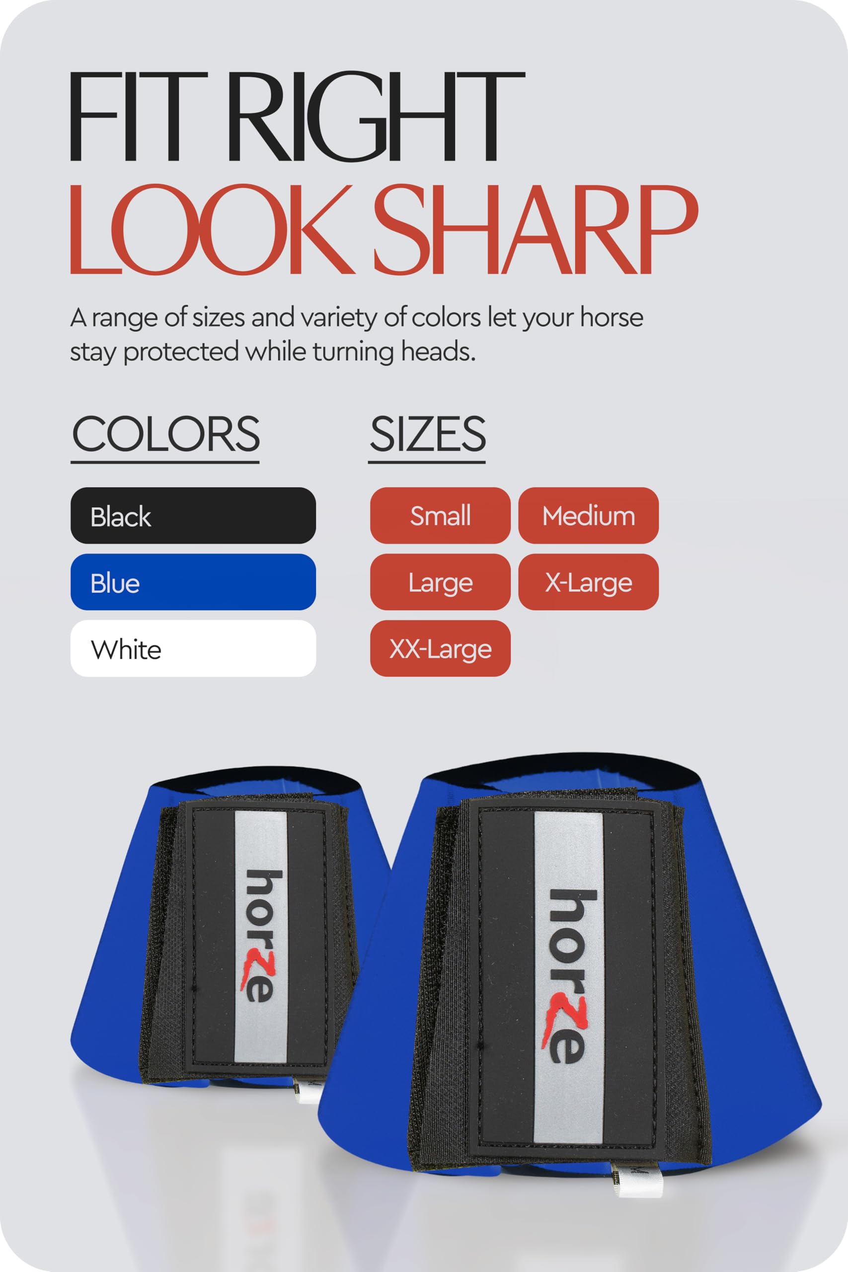 HORZE Pro Overreach botas azul en neopreno, confort para caballos en establo o ruta