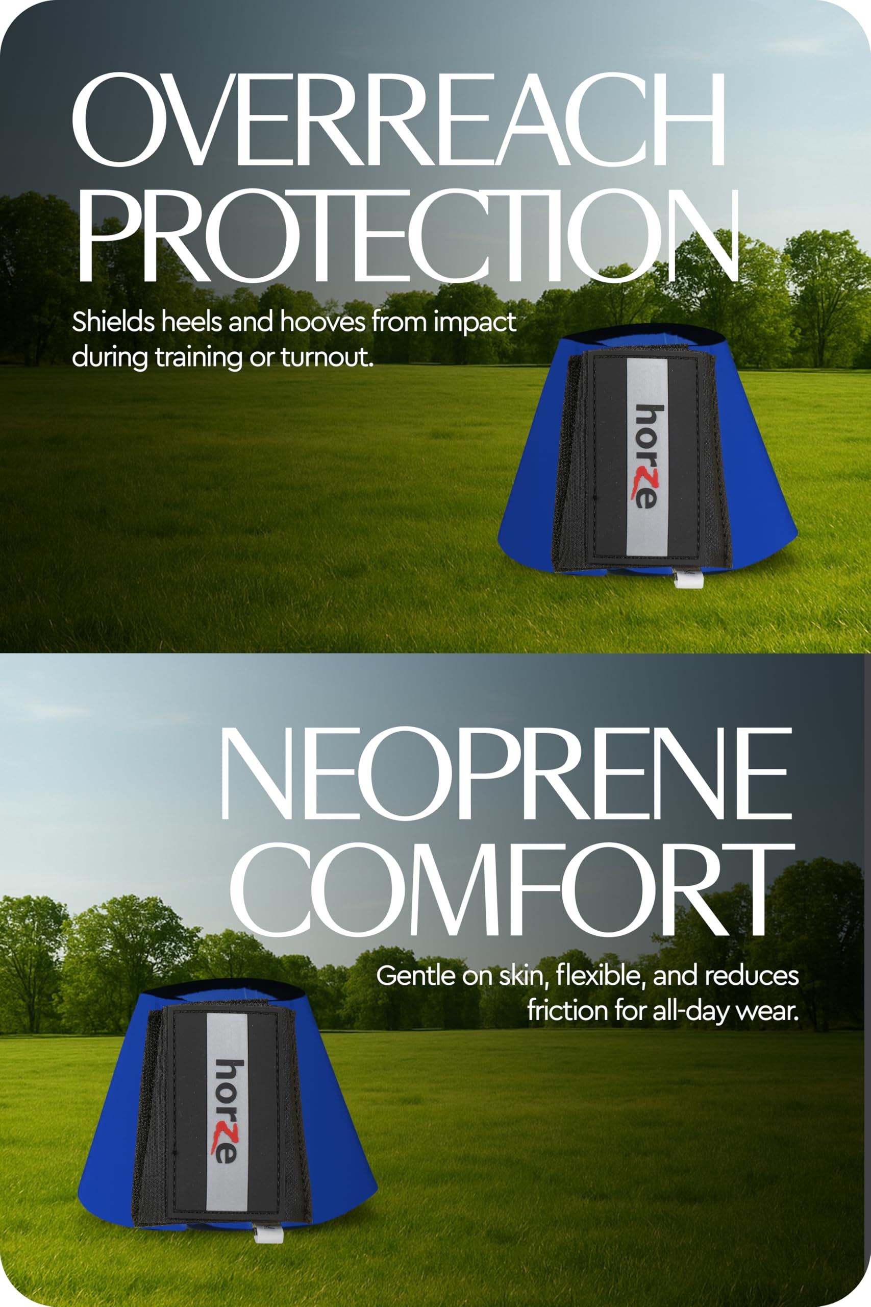 HORZE Pro Overreach botas de neopreno azul, apertura fácil con velcro seguro