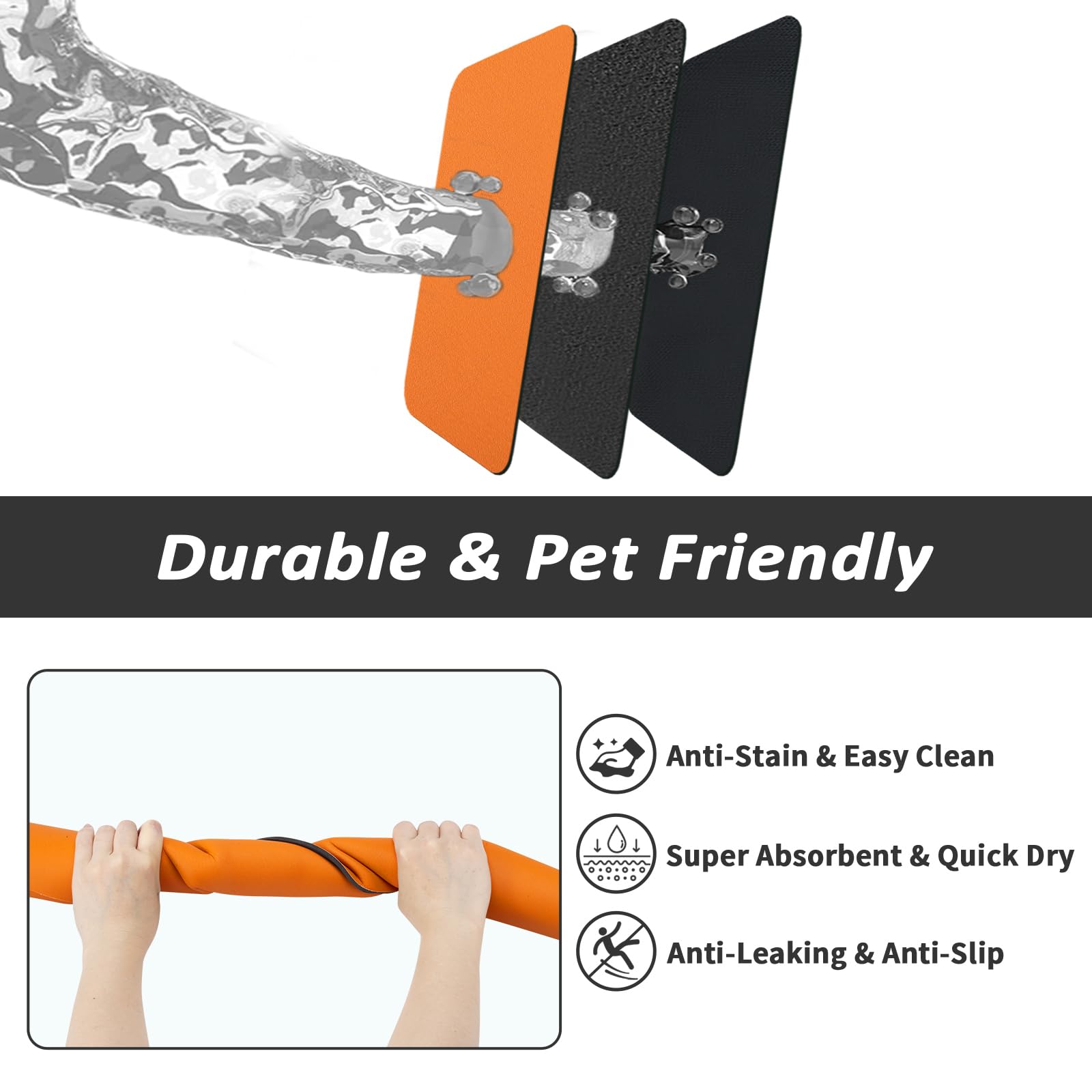 HotLive alfombrilla naranja absorbente, ideal para paseos y comidas de mascotas.