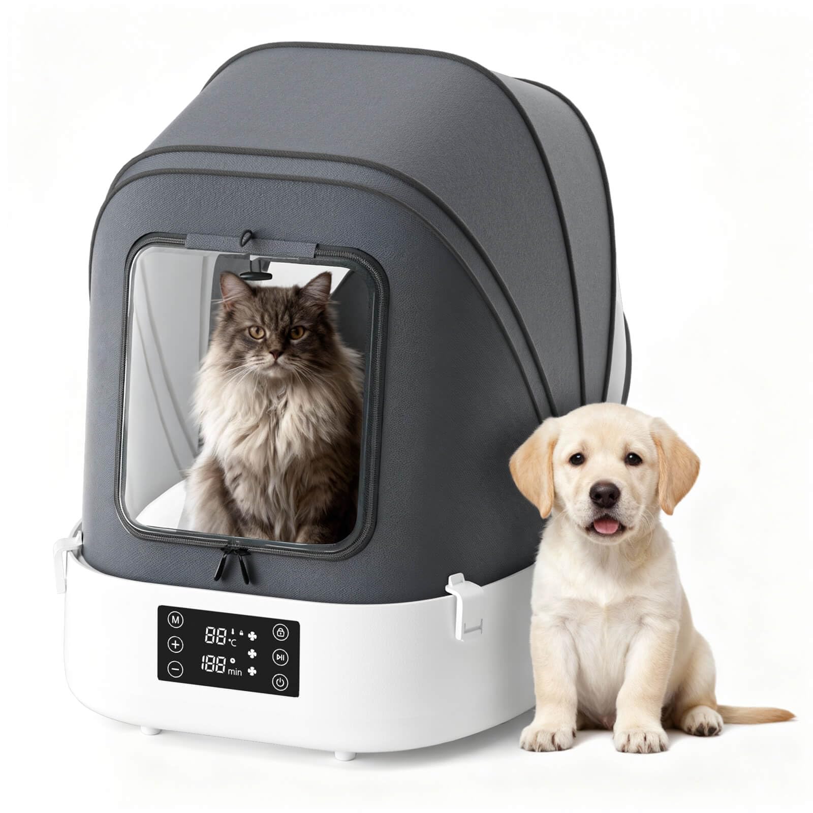 HotSoul caja secado automático con aire 360°, secado uniforme para mascotas.