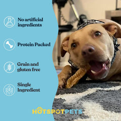 Ingrediente único de Hotspots Pets tráquea de res, sin aditivos.