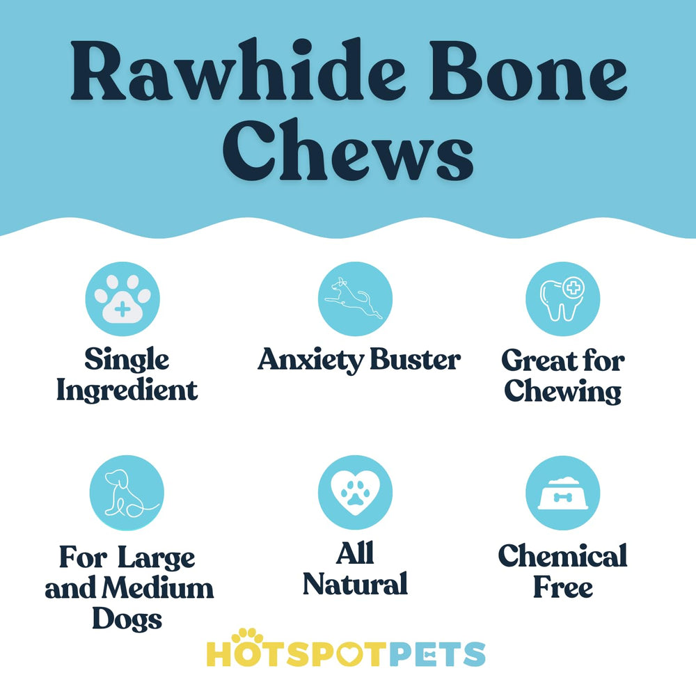 Hotspot Pets rollos de piel cruda, masticación duradera para perros grandes.