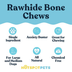 Hotspot Pets rollos de piel cruda, masticación duradera para perros grandes.