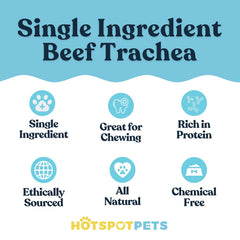 Tráquea de res de Hotspots Pets, empaque de 40 unidades para entrenar y recompensar.