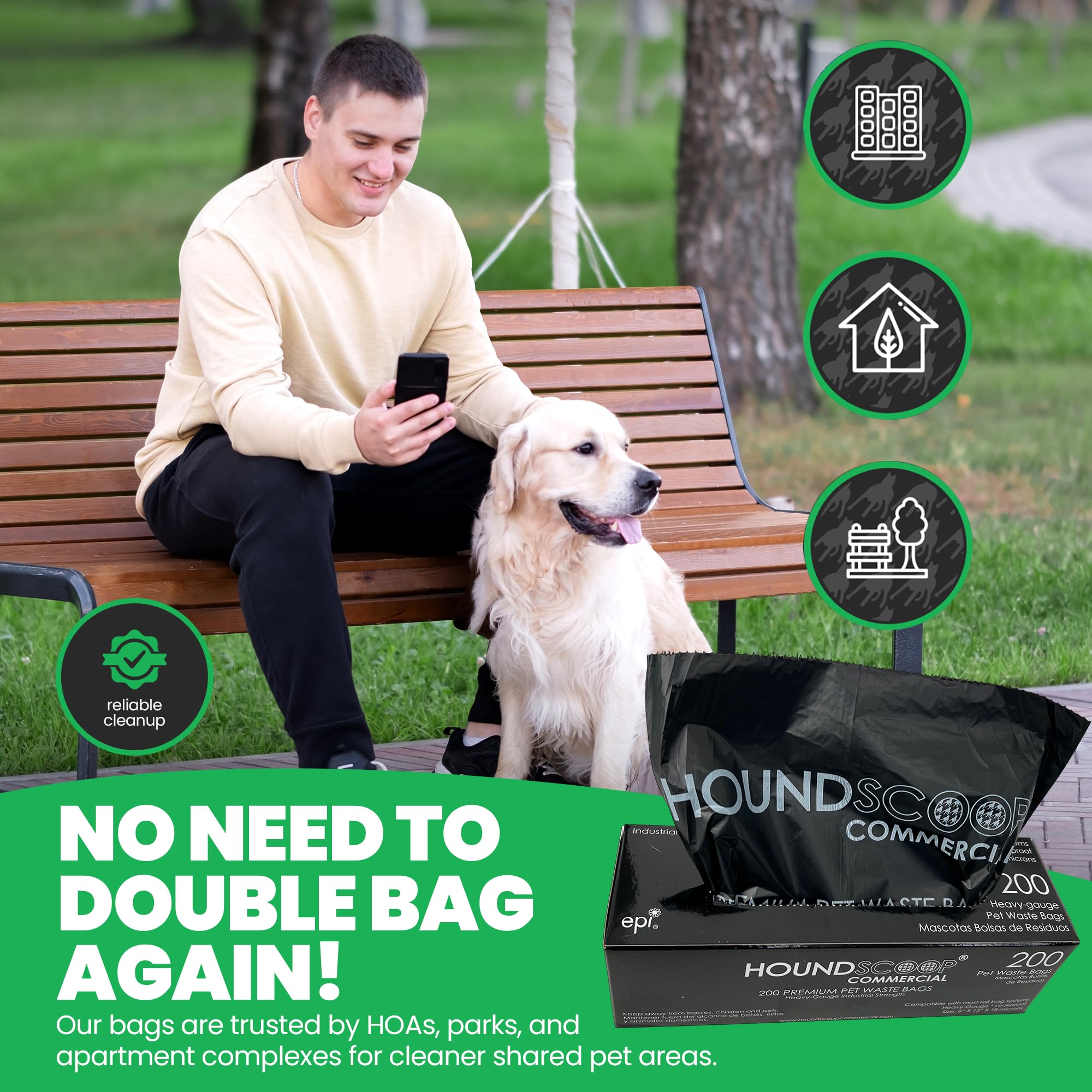 Conjunto de 2000 bolsas HOUNDSCOOP para uso diario intensivo.