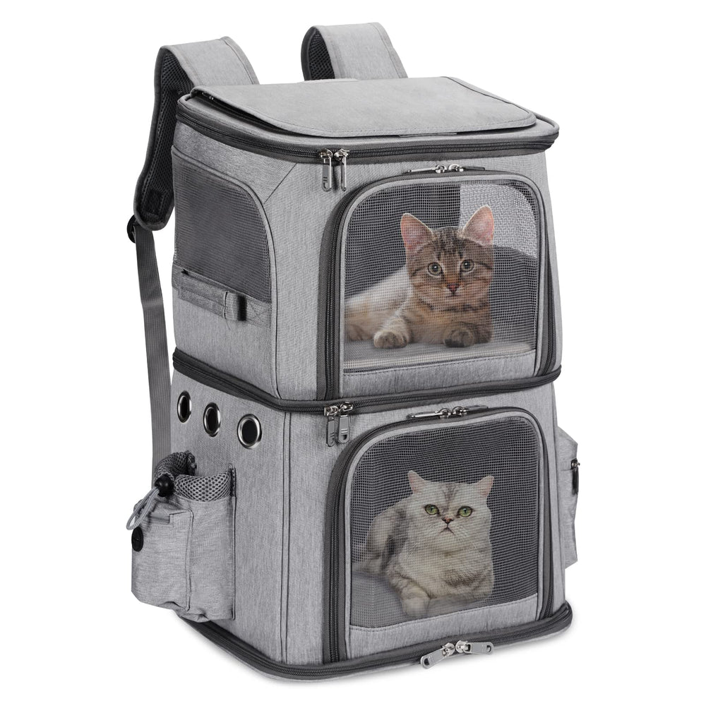 Mochila HOVONO con dos compartimentos para mascotas, ideal para viajar con dos gatos