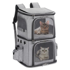 Mochila HOVONO con dos compartimentos para mascotas, ideal para viajar con dos gatos