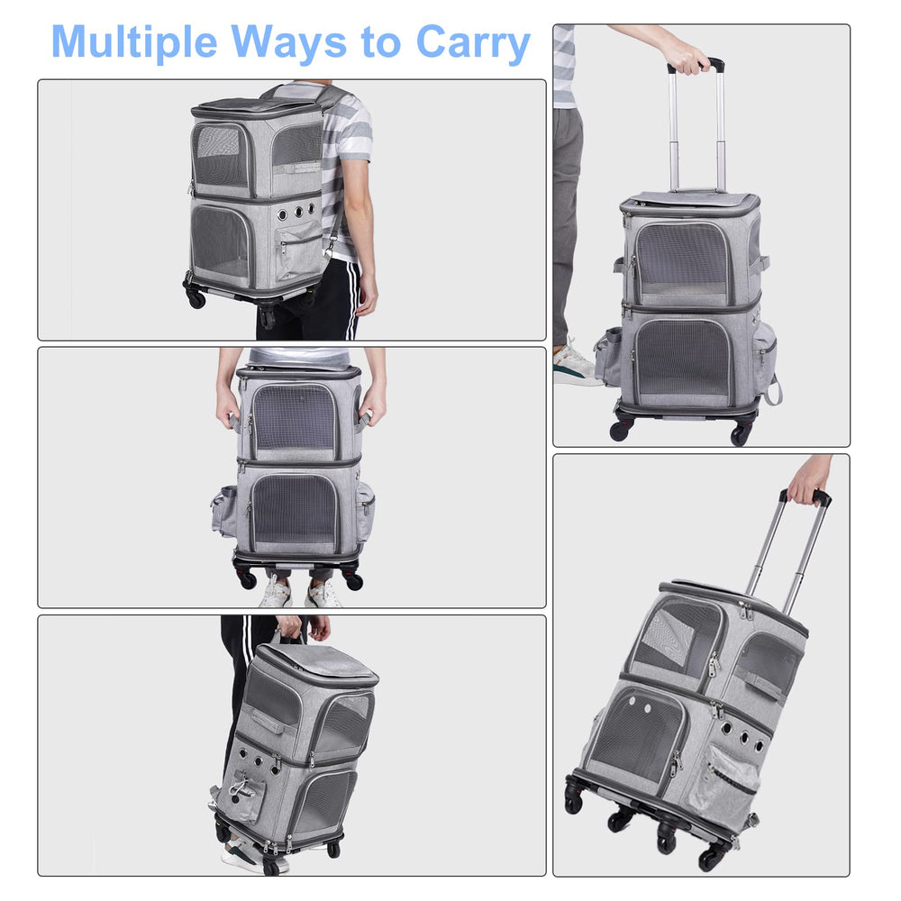 Mochila transportín HOVONO con bolsillos laterales para accesorios de mascotas.