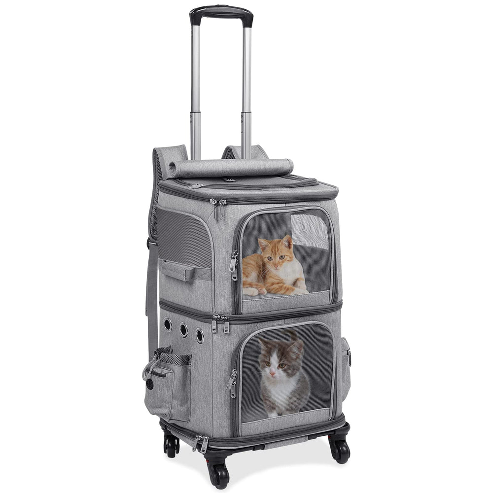 Mochila transportín HOVONO con dos compartimentos para viajar con dos mascotas.