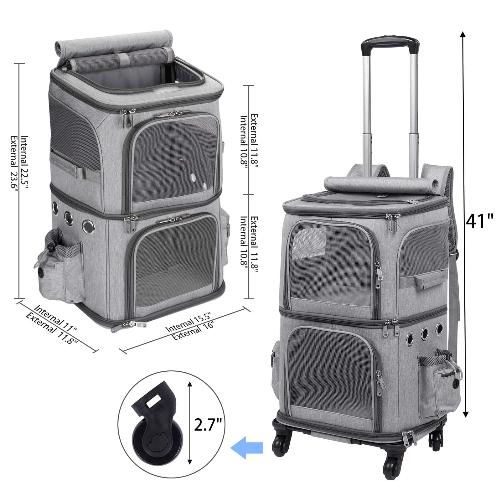 Mochila transportín HOVONO con soporte para bolsas y limpieza fácil.