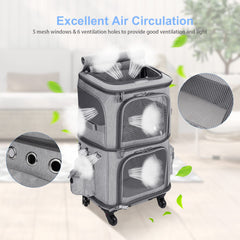 Transportín para gatos HOVONO, doble compartimento y ajuste cómodo.