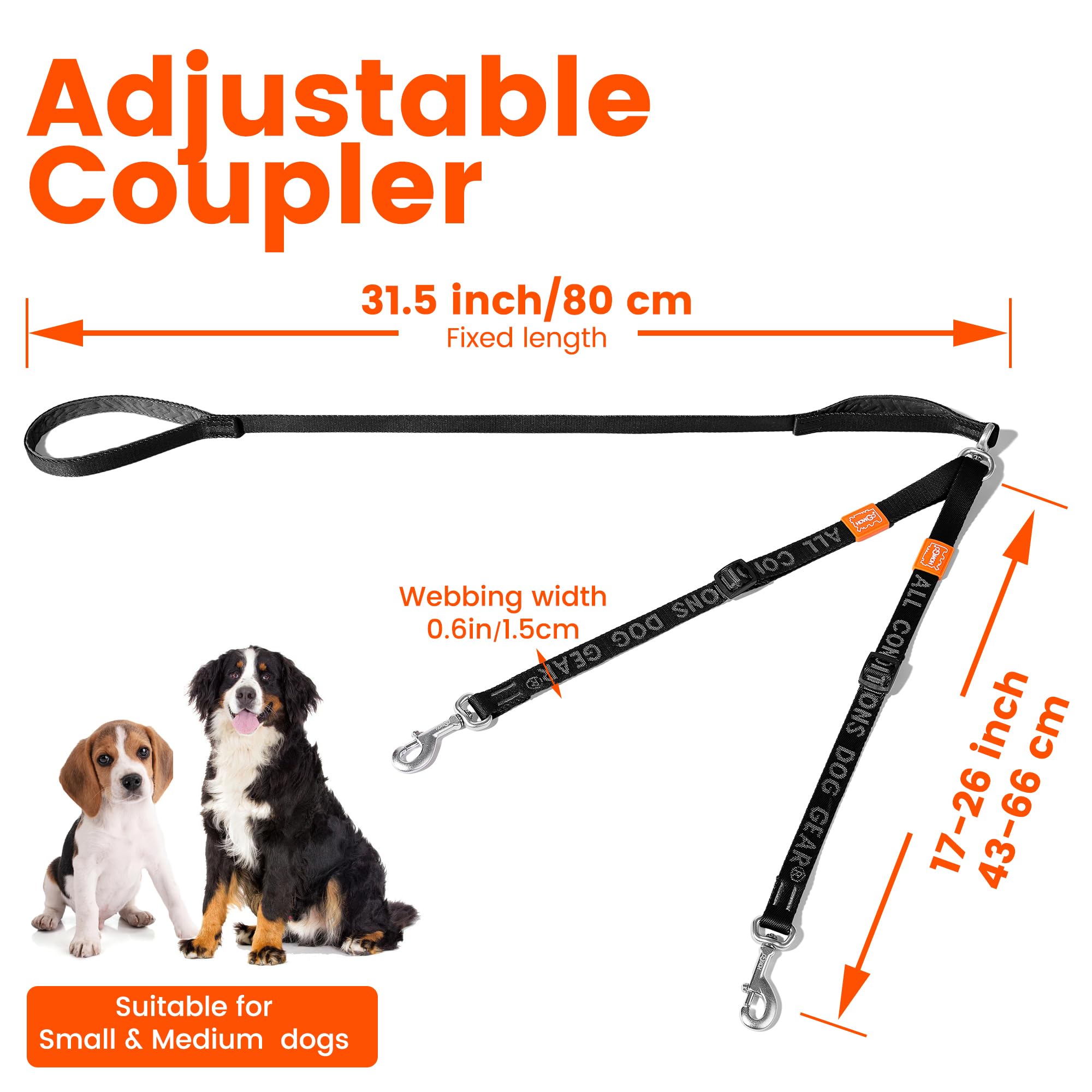 Acoplador doble HOWGO para controlar dos perros de forma independiente