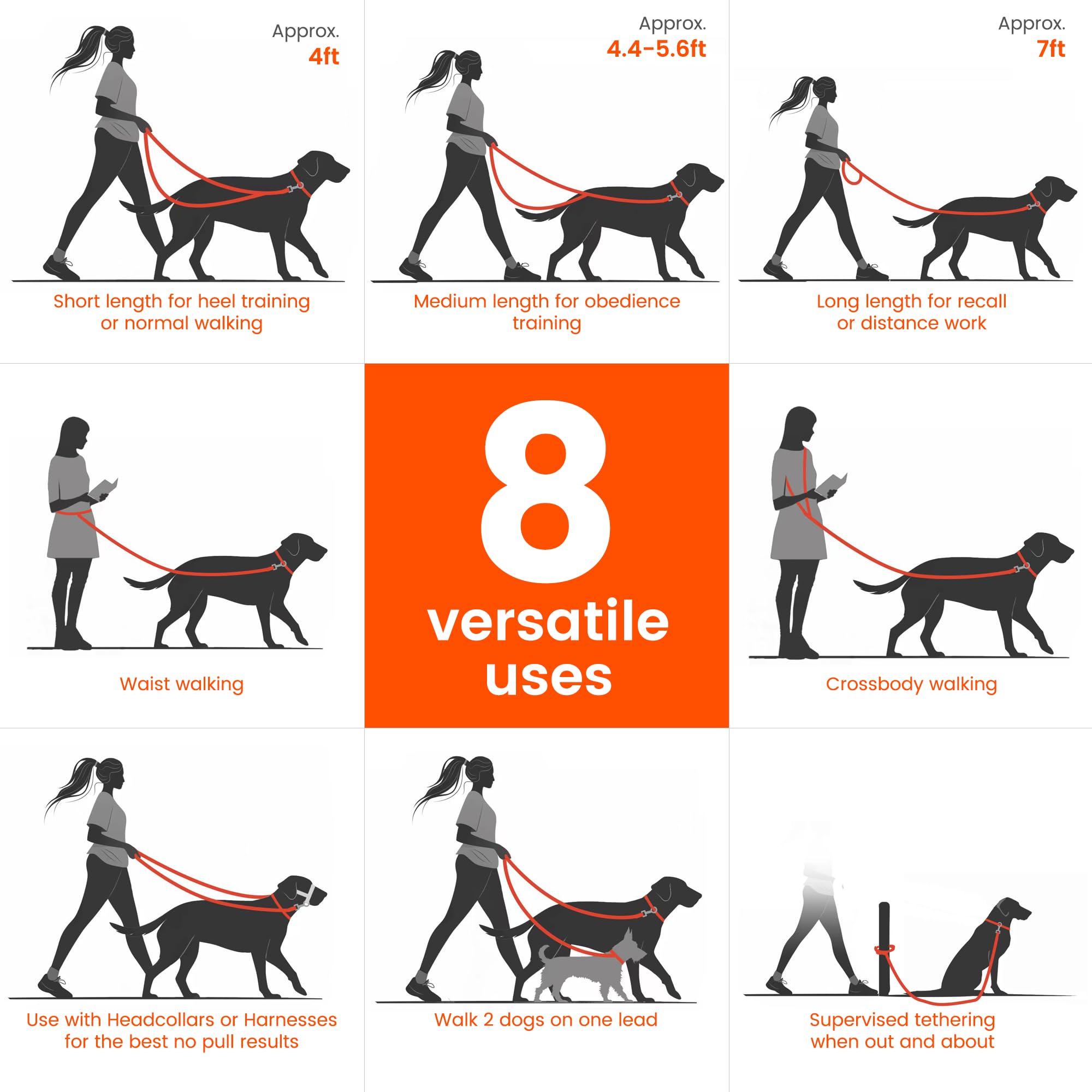 HOWGO correa longitud ajustable de 1,3 a 2,2 m para manejo flexible