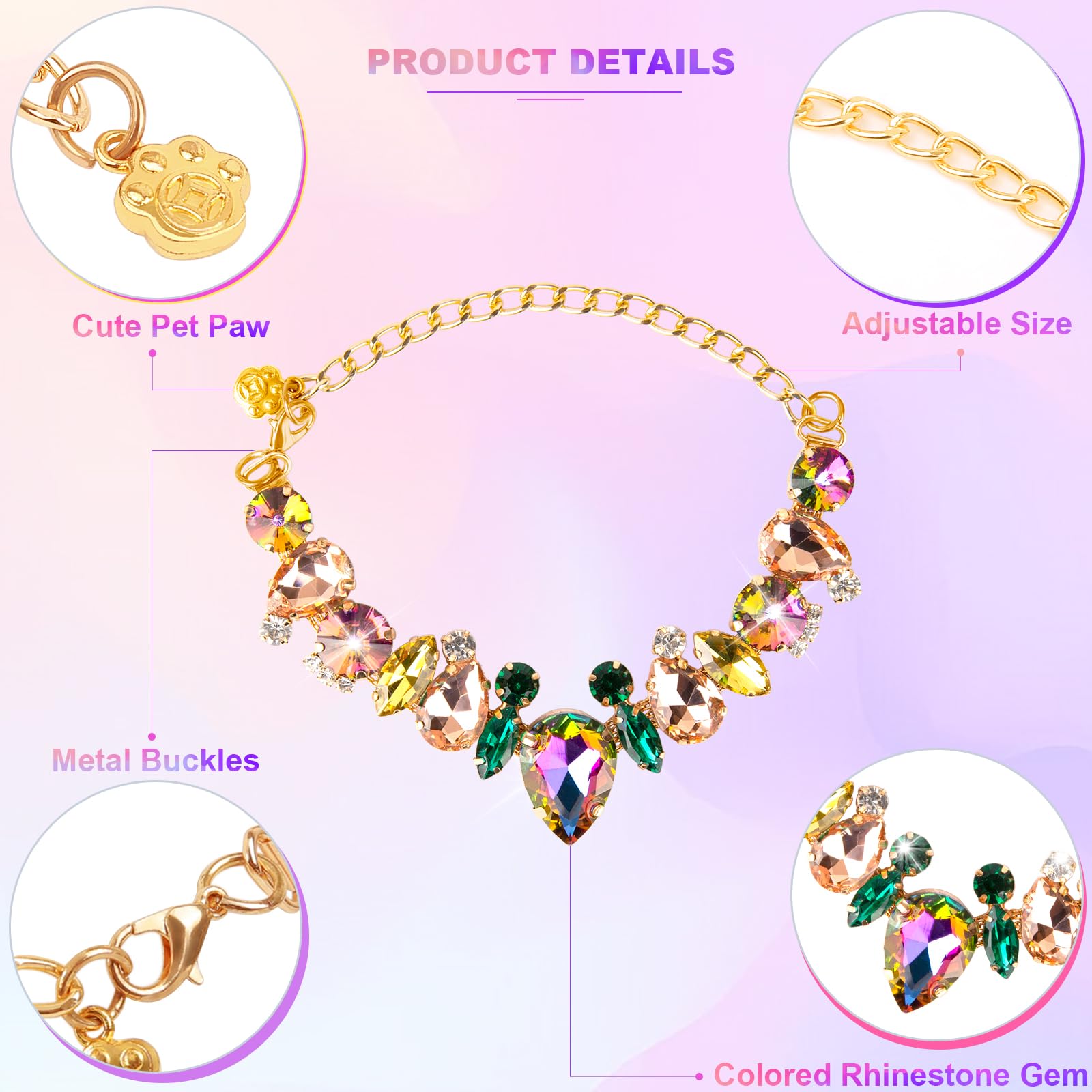 HOWWFALY collar ajustable en cadena de oro, ideal para mascotas de tamaño diverso